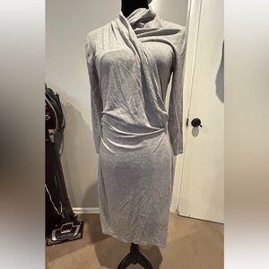 Ann Taylor Elegant Gray wrap long Sleeve Dress